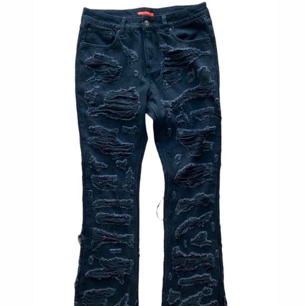 Handmade Rust Black Crash Distressed Denim